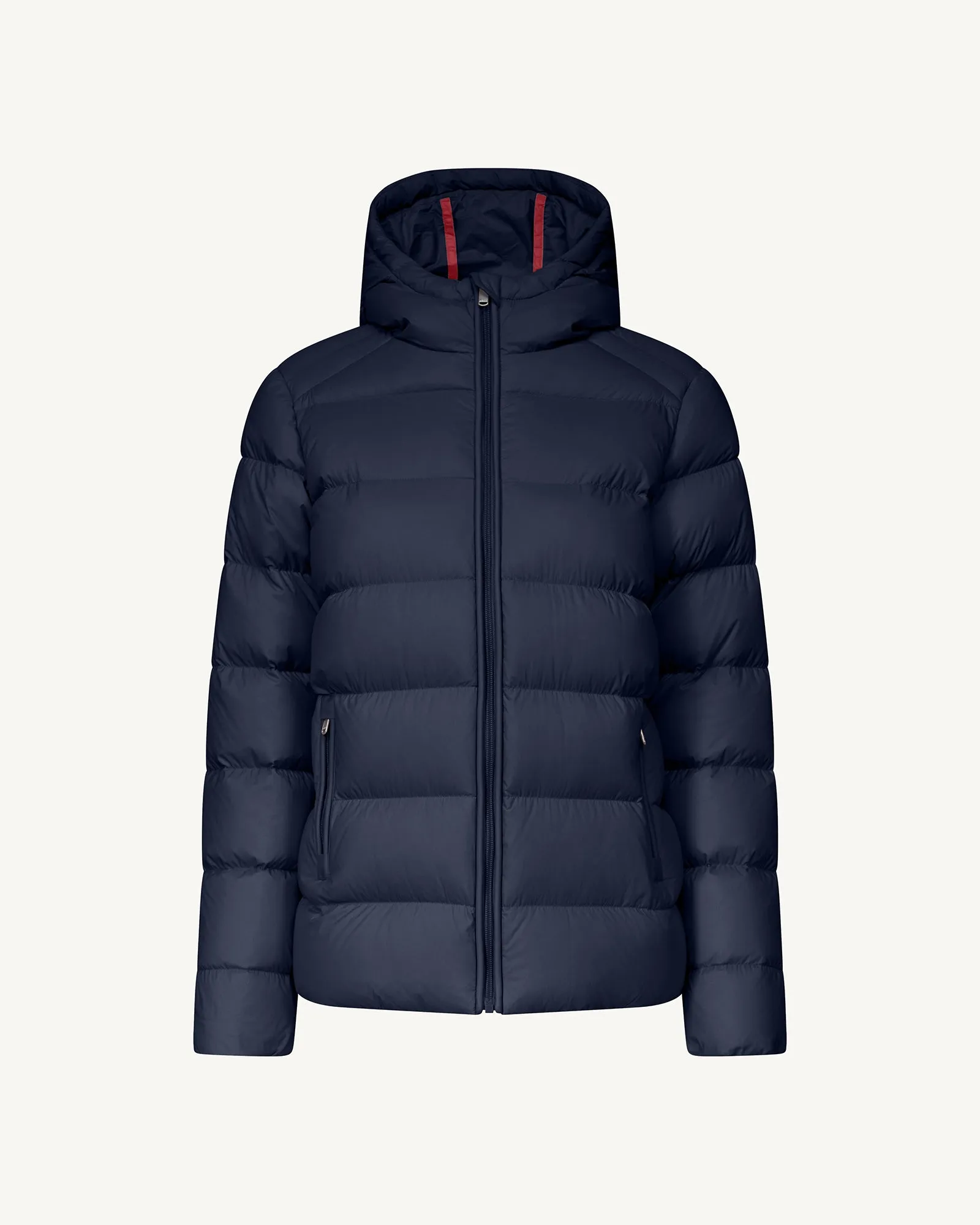 Johanna straight-cut hooded down jacket Navy