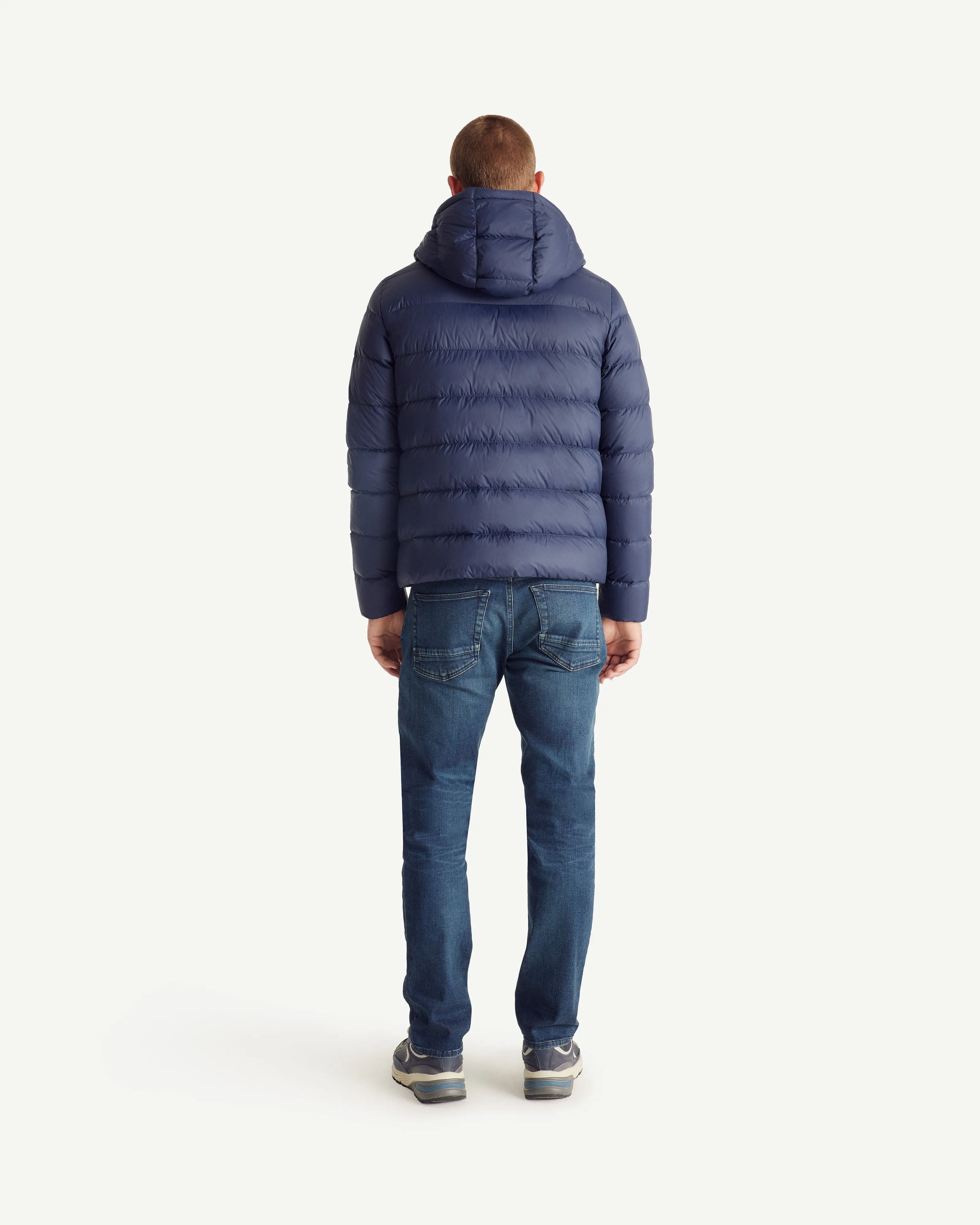 John straight-cut hooded down jacket Navy