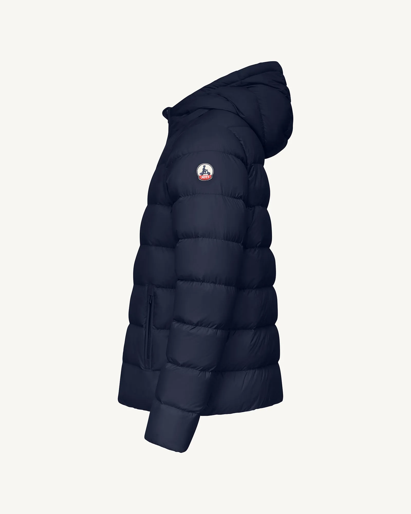 John straight-cut hooded down jacket Navy