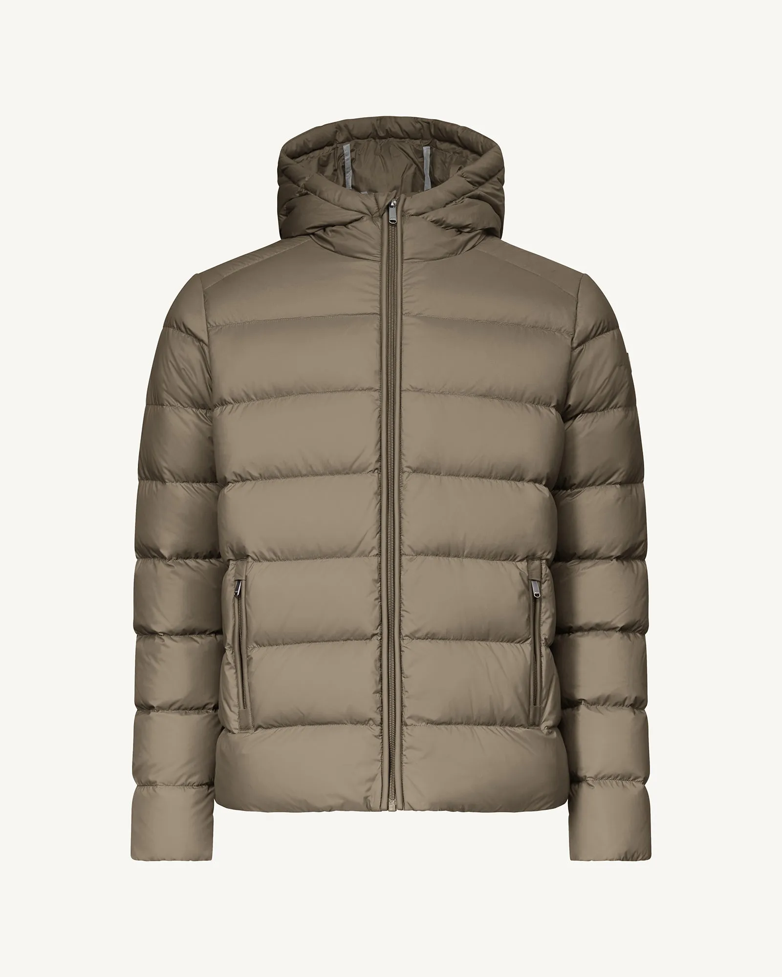 John straight-cut hooded down jacket Taupe