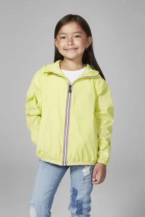 Kids Citrus Full Zip Packable Rain Jacket and Windbreaker