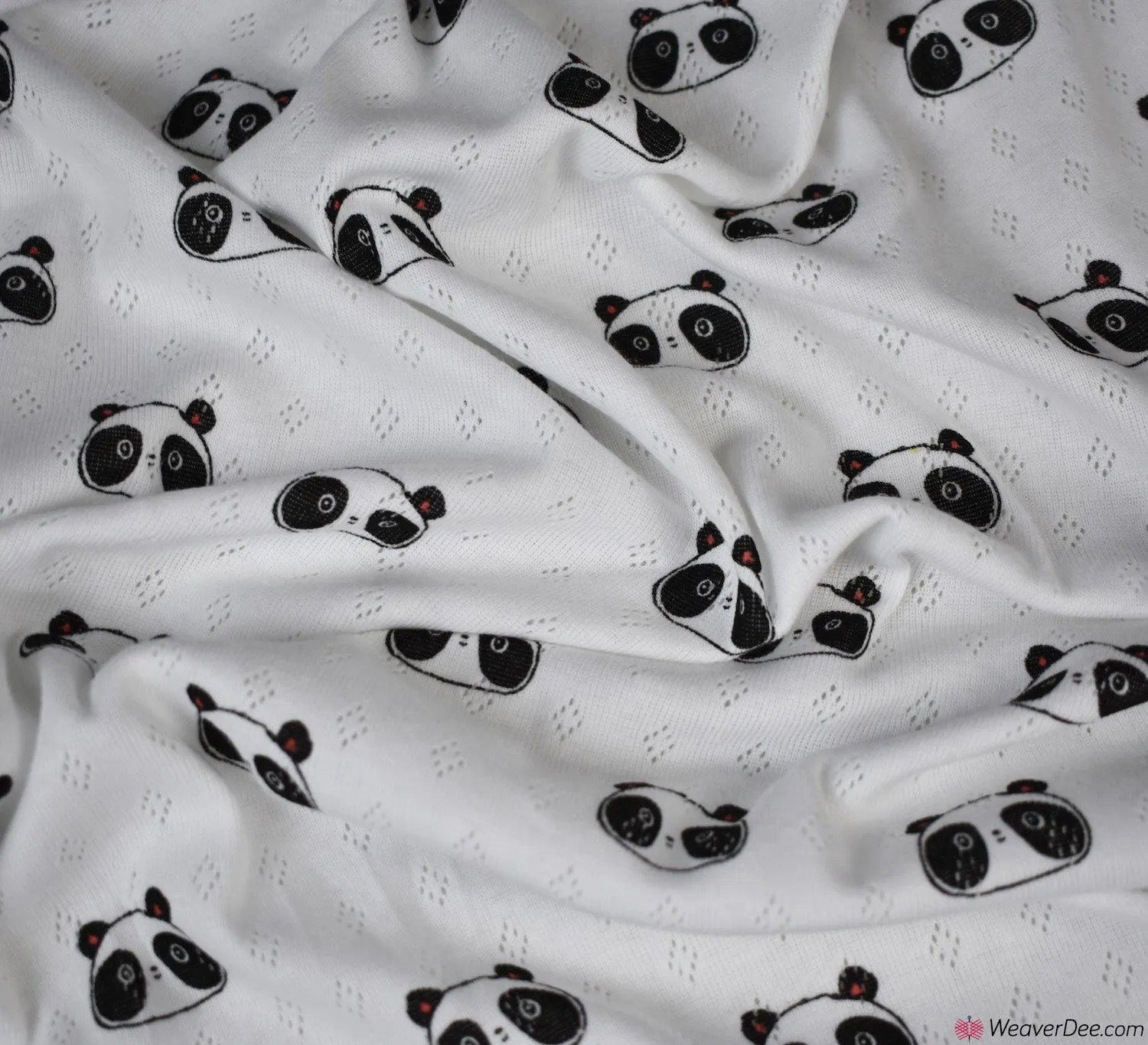 Knitted Cotton Jersey Fabric - Panda White