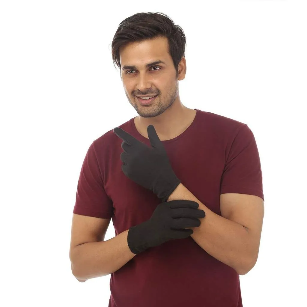 Kuber Industries Men's & Women's Cotton Hand Summer Gloves for Protection from Sun Burn/Heat/Pollution (Pack of - 2 Pairs, Black) - CTSTC46442