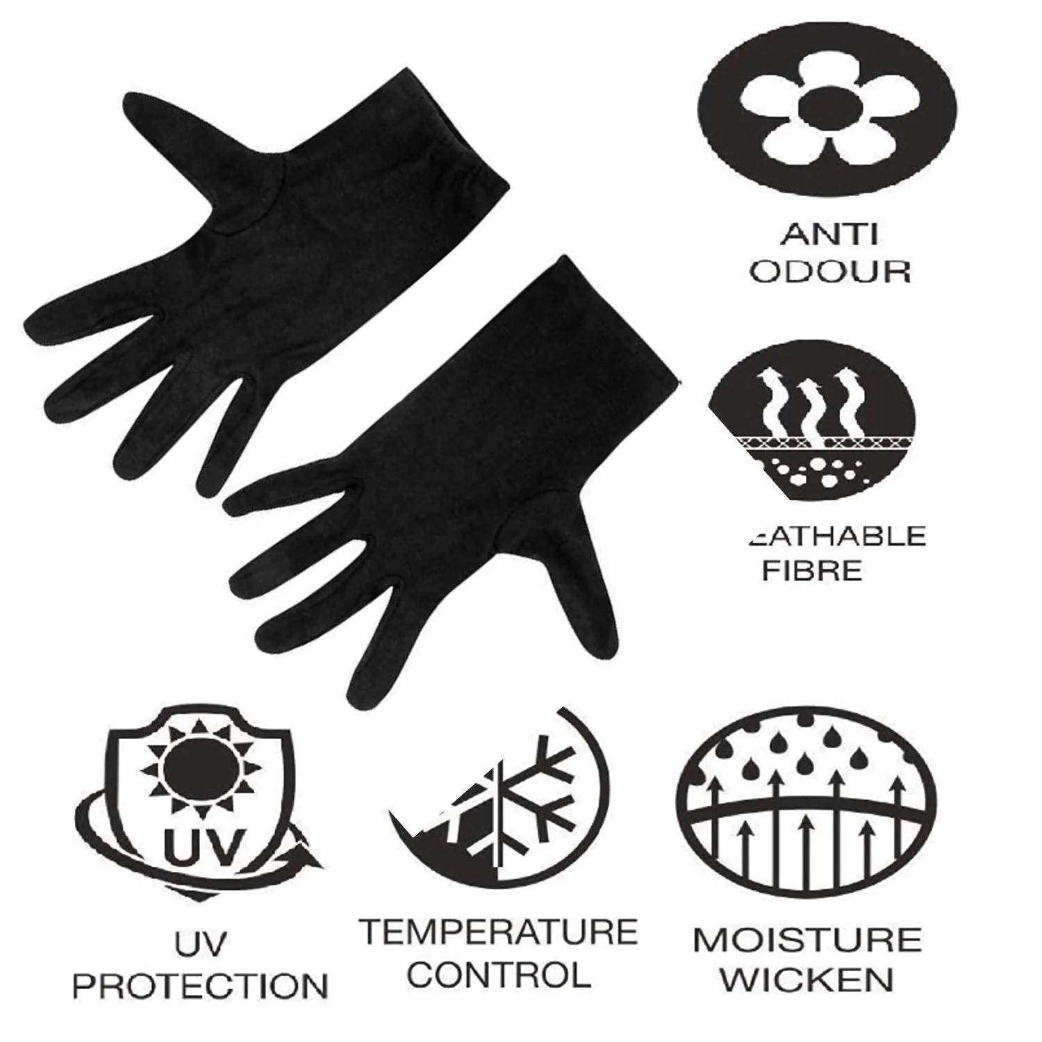 Kuber Industries Men's & Women's Cotton Hand Summer Gloves for Protection from Sun Burn/Heat/Pollution (Pack of - 2 Pairs, Black) - CTSTC46442