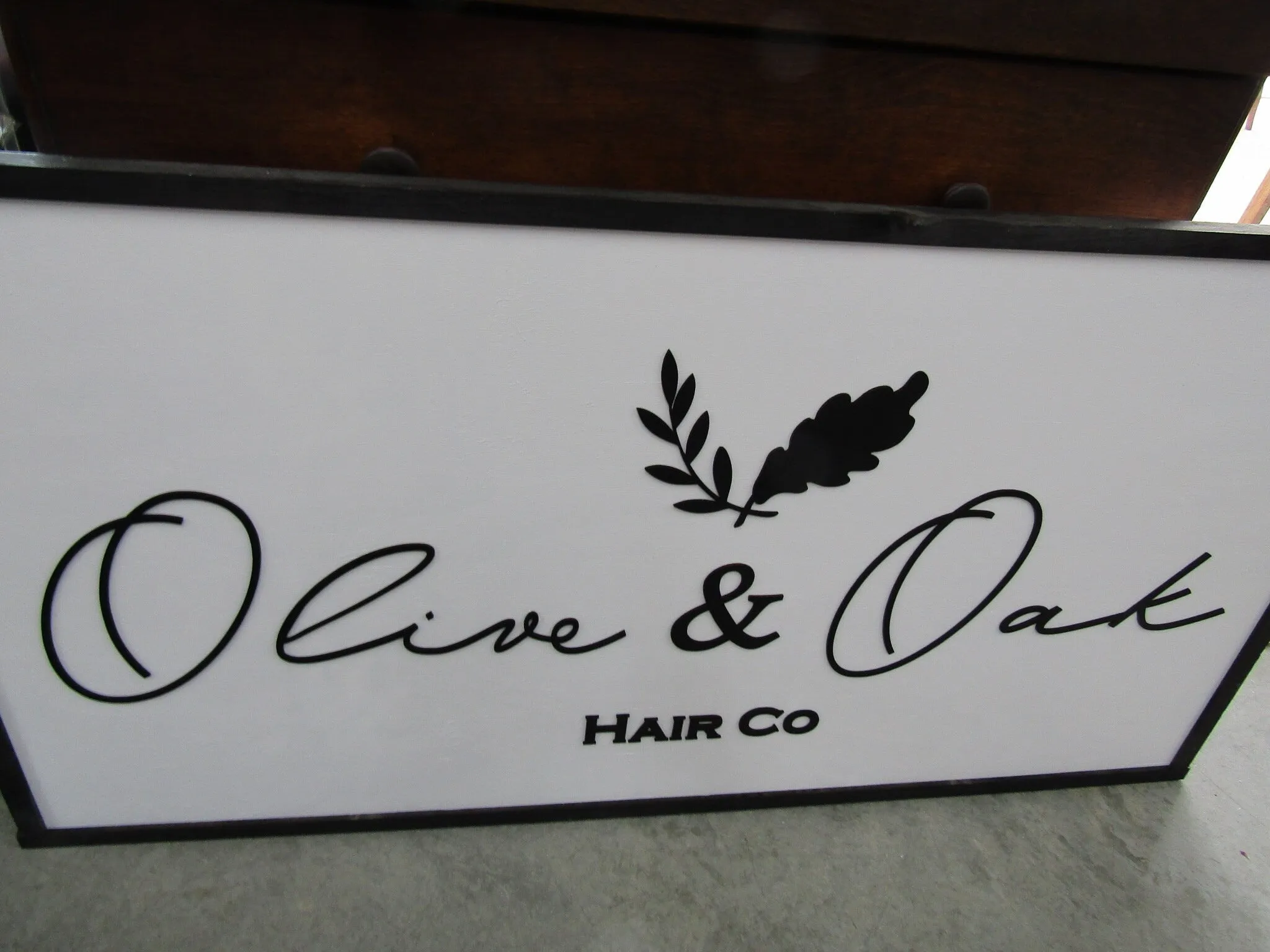 Large Custom Business Sign Hair Salon Company Olive Oak We Use Your Actual Graphic Business Logo Wood Laser Cut Out, 3D, Extra Large