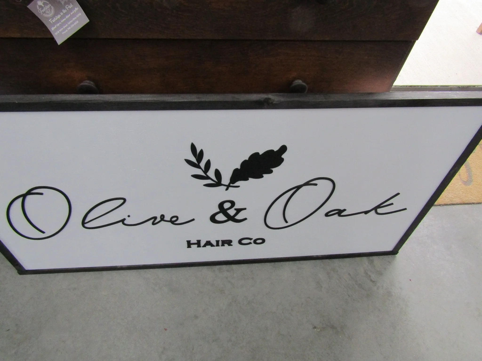 Large Custom Business Sign Hair Salon Company Olive Oak We Use Your Actual Graphic Business Logo Wood Laser Cut Out, 3D, Extra Large