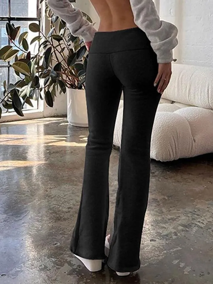 Low Waist Plain Slim-Fit Boot-Cut Sweatpants