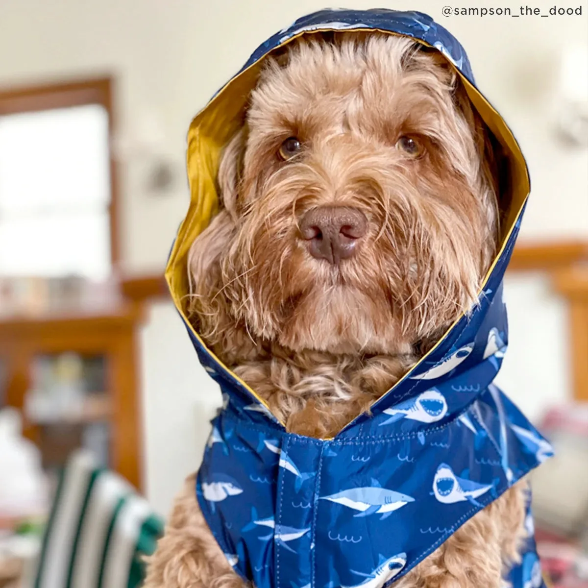 Lucy&Co Reversible Raincoat for Dogs, Shark Attack