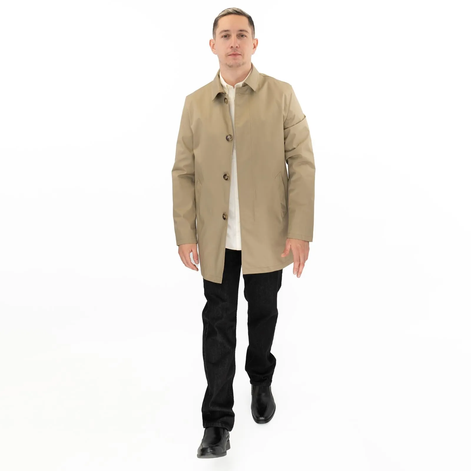 M&S Mens Shirt Collar Mac Raincoat Light Olive