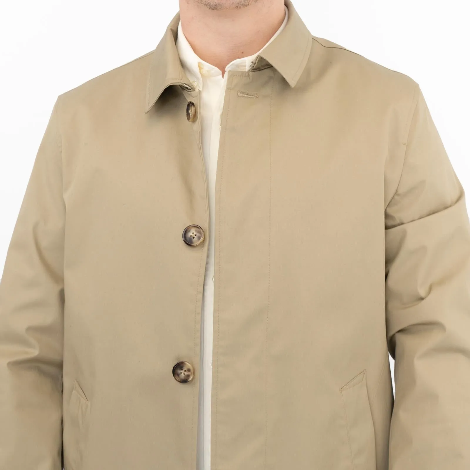 M&S Mens Shirt Collar Mac Raincoat Light Olive