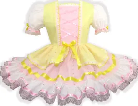 Mandy Custom Fit Pink Yellow Adult Sissy Miss Muffet Dress by Leanne's