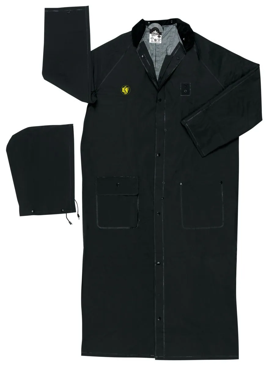 MCR Safety FR267C Classic Plus Series Limited Flammability Ankle Length Raincoat, Black, 1 Each