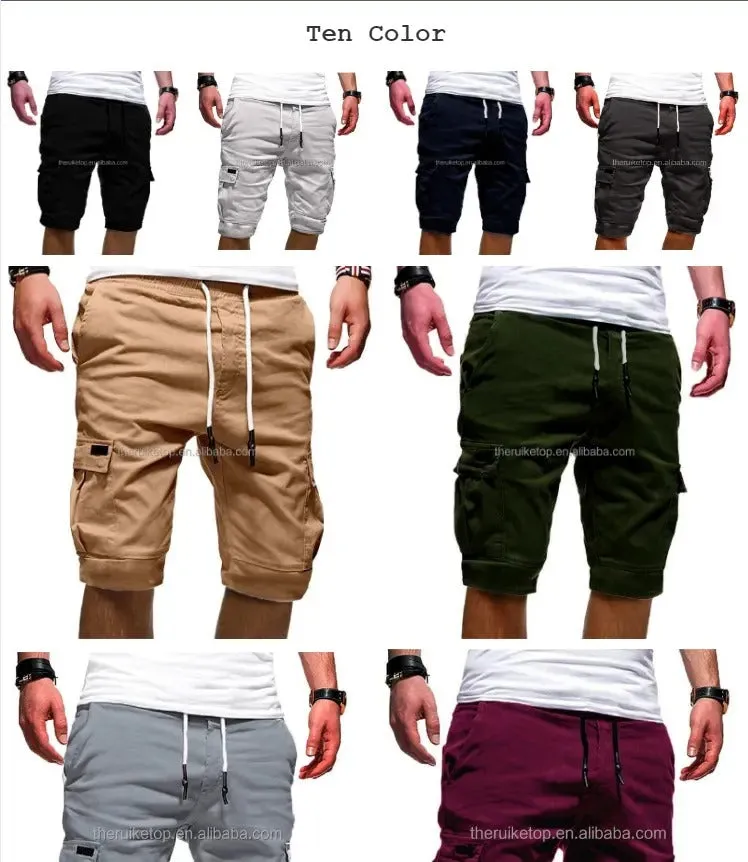 Men Breathable Anti- Wrinkle Chino Cargo Quick Dry Shorts Multi Pockets Summer Beach Pants | ZK36