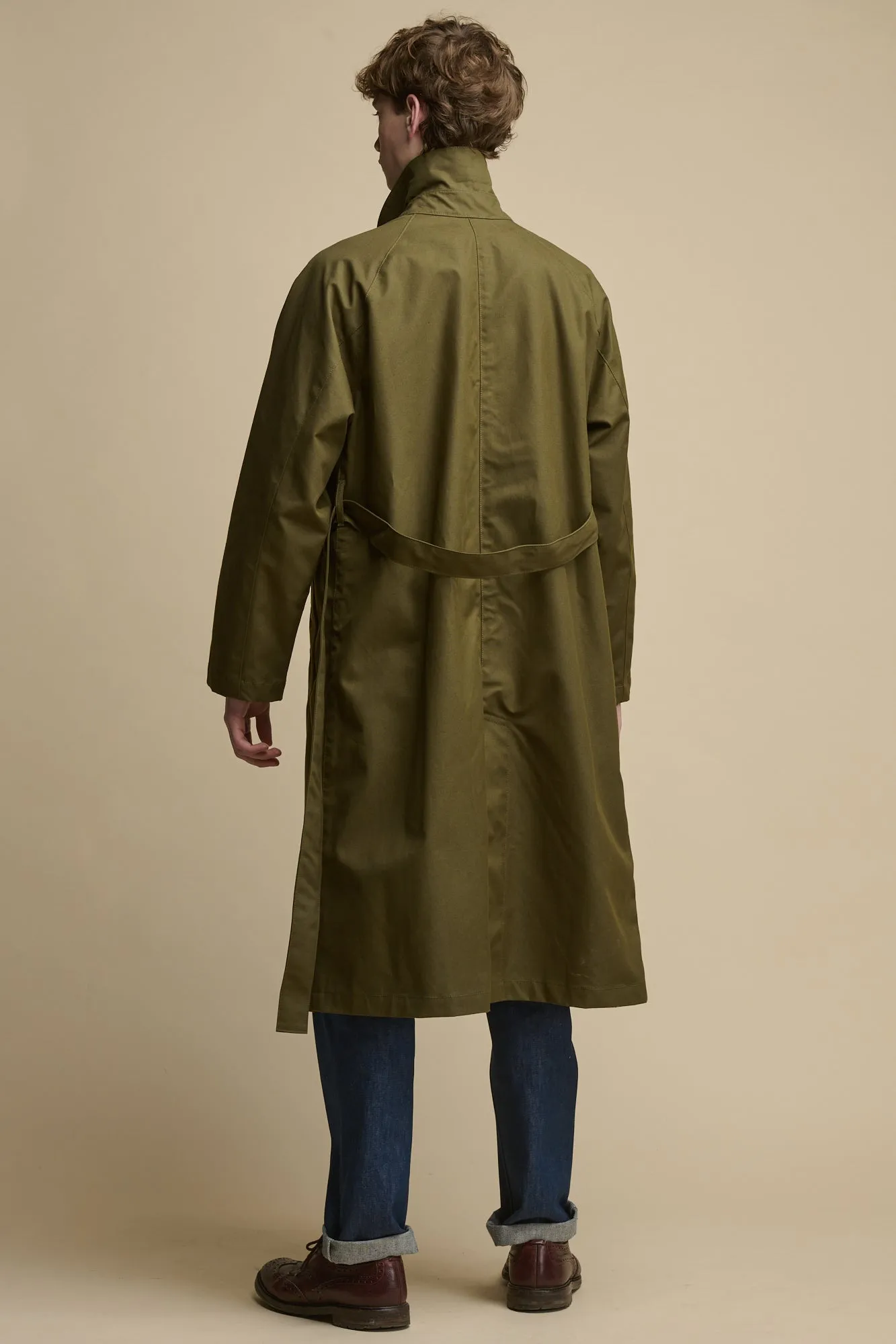 Men's Frank Belted Raglan Raincoat - Olive