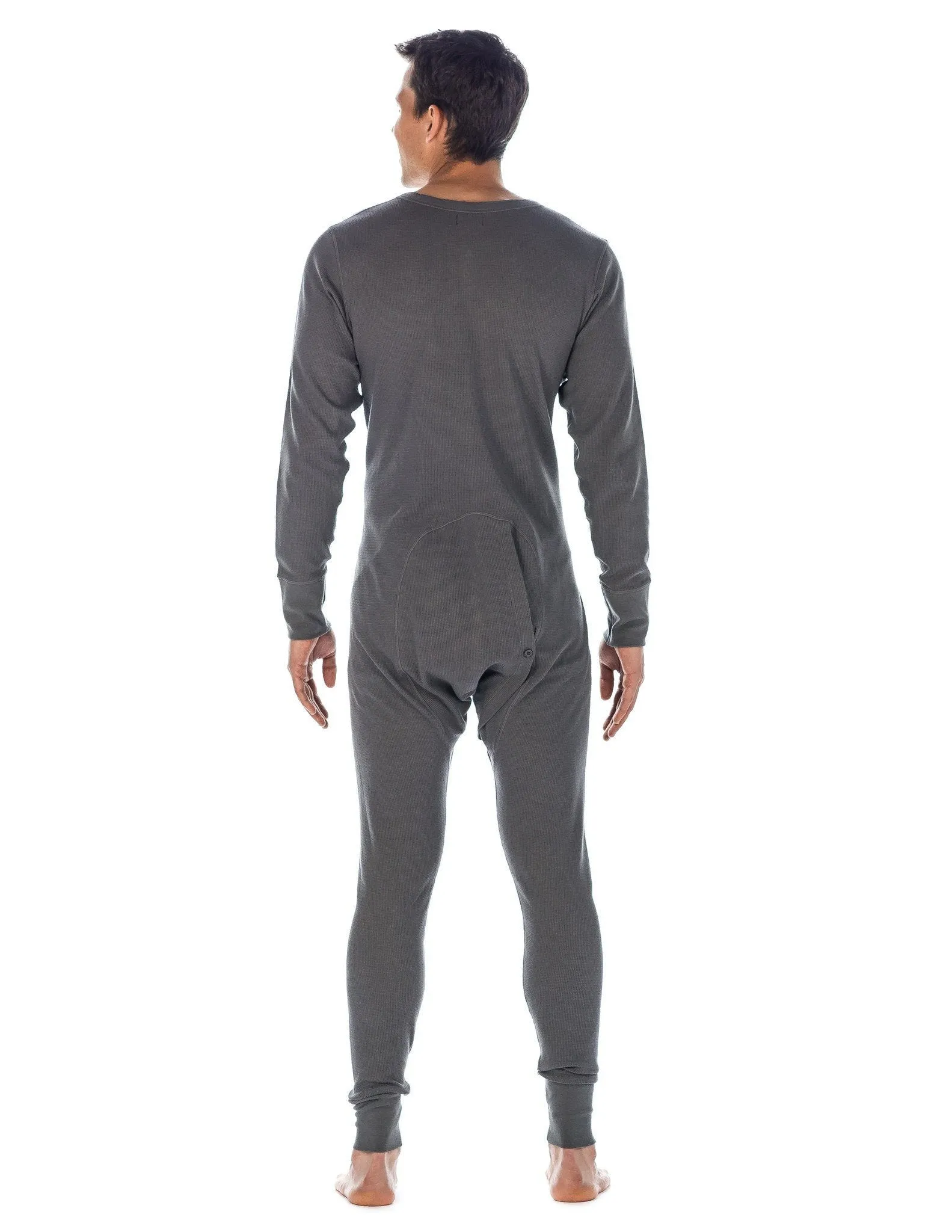 Men's Waffle Knit Thermal Union Suit - Charcoal