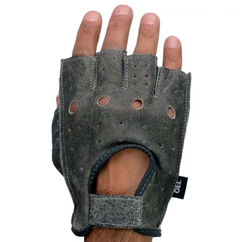 Milwaukee Leather MG7557 Men's Grey Leather Gel Padded Palm Fingerless