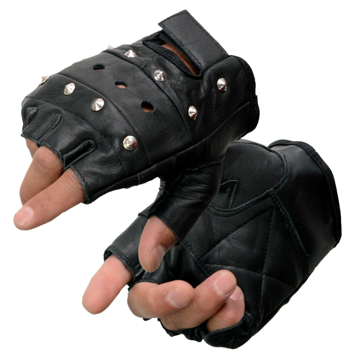 Milwaukee Leather SH211 Men's Black Leather Gel Padded Palm Fingerless