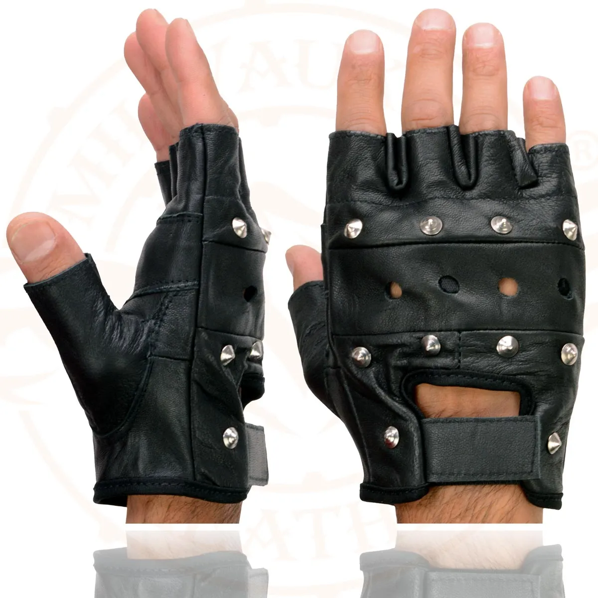 Milwaukee Leather SH211 Men's Black Leather Gel Padded Palm Fingerless