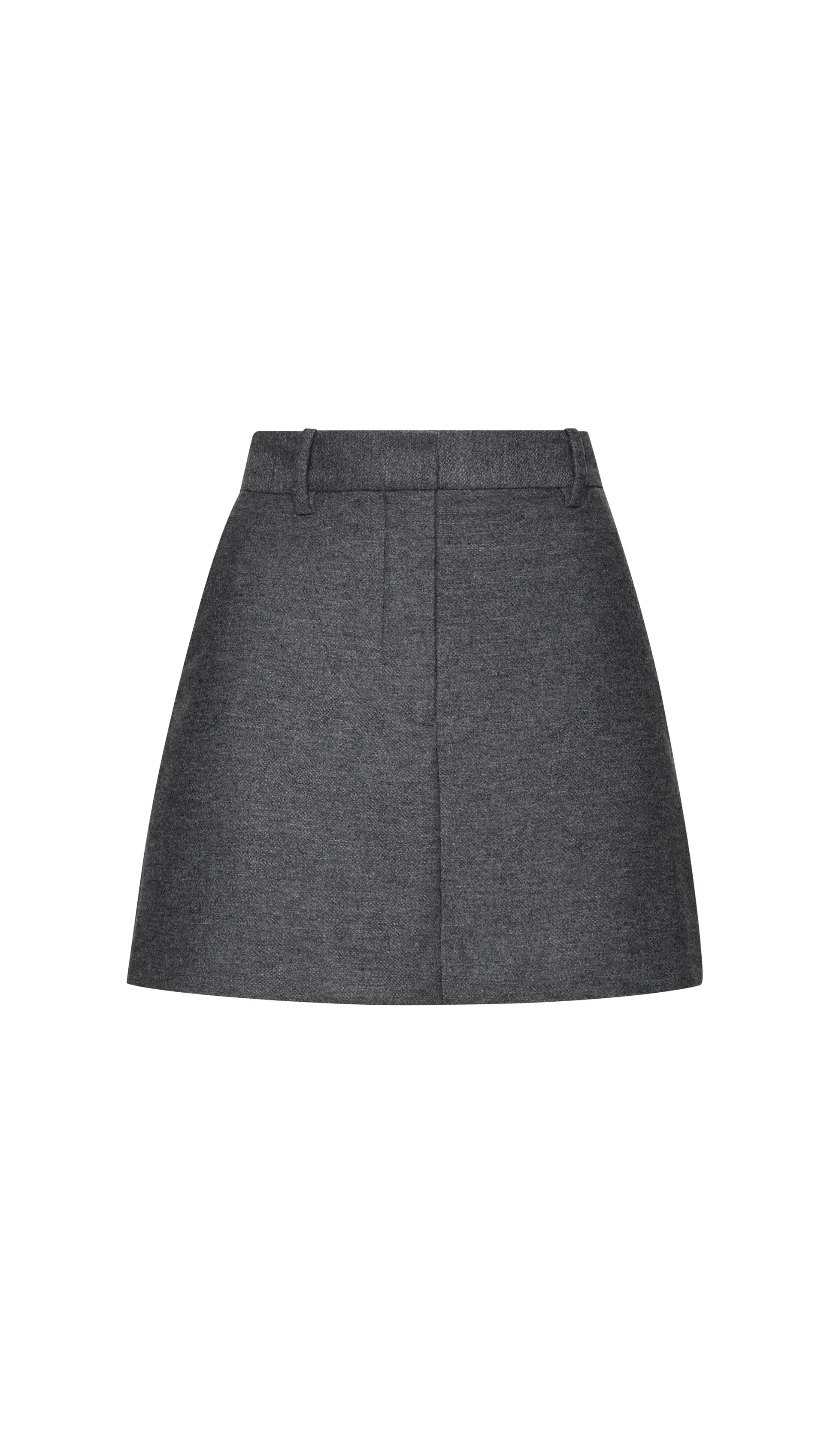 Mini Tailored Skirt in Textured Wool | Grey Melange