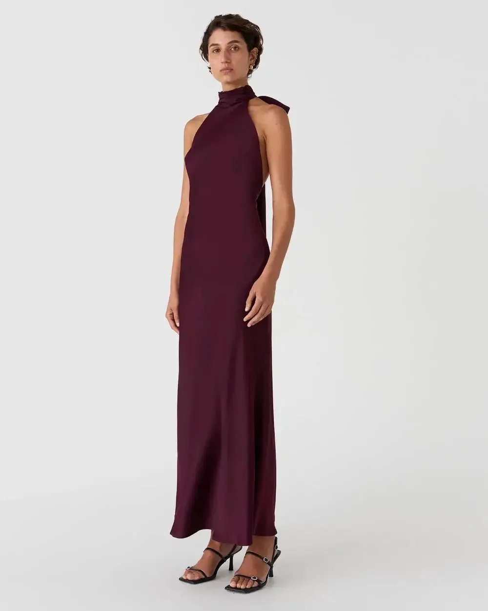 Misha Evianna Satin Gown - Wine