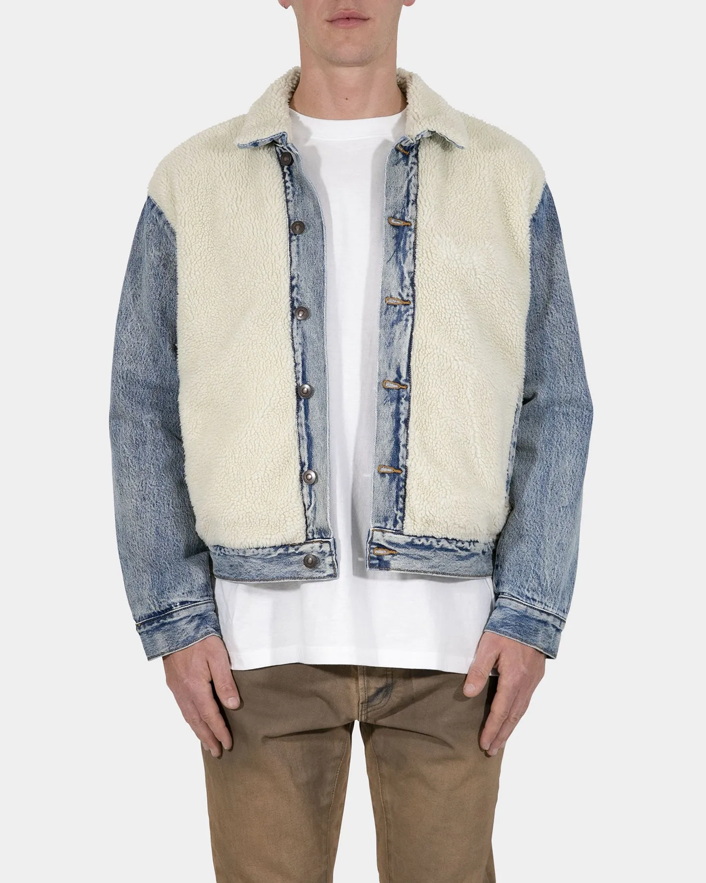 MNML Sherpa Body Trucker Jacket Blue/White