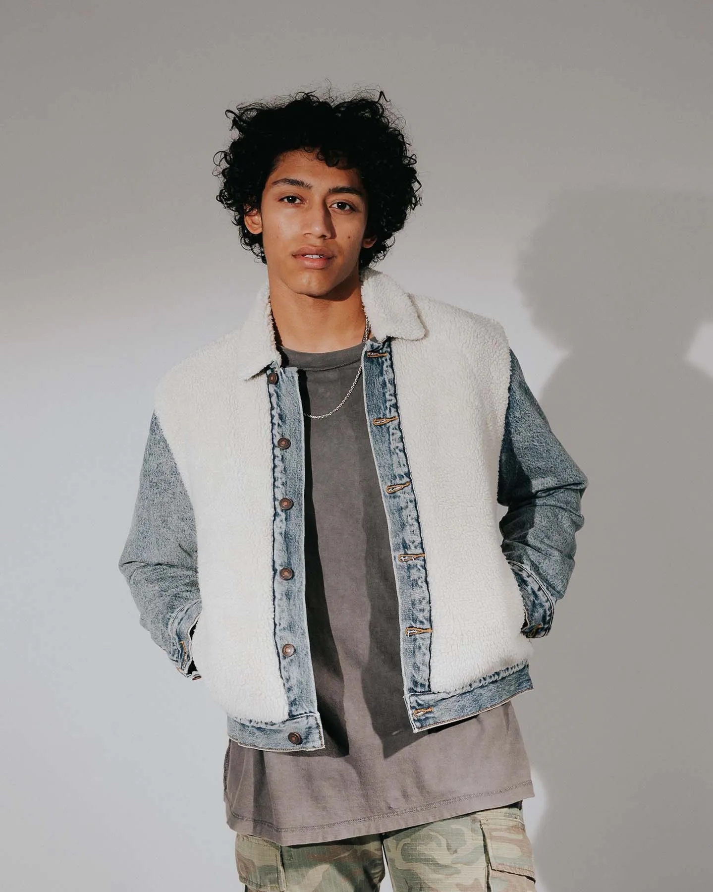 MNML Sherpa Body Trucker Jacket Blue/White