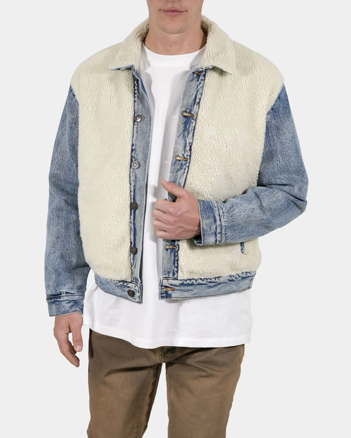 MNML Sherpa Body Trucker Jacket Blue/White