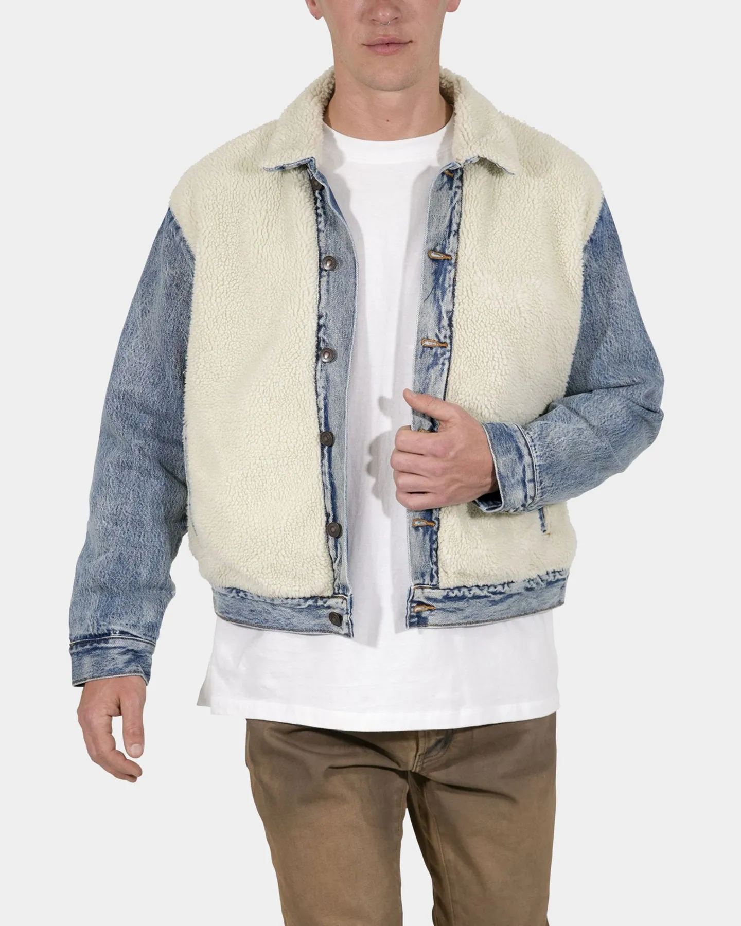 MNML Sherpa Body Trucker Jacket Blue/White