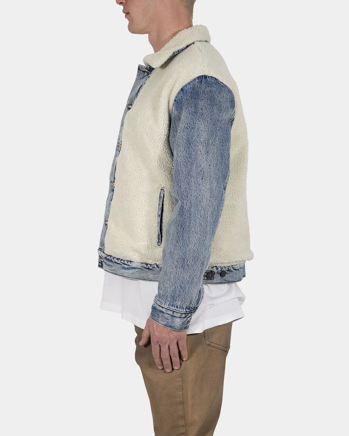 MNML Sherpa Body Trucker Jacket Blue/White