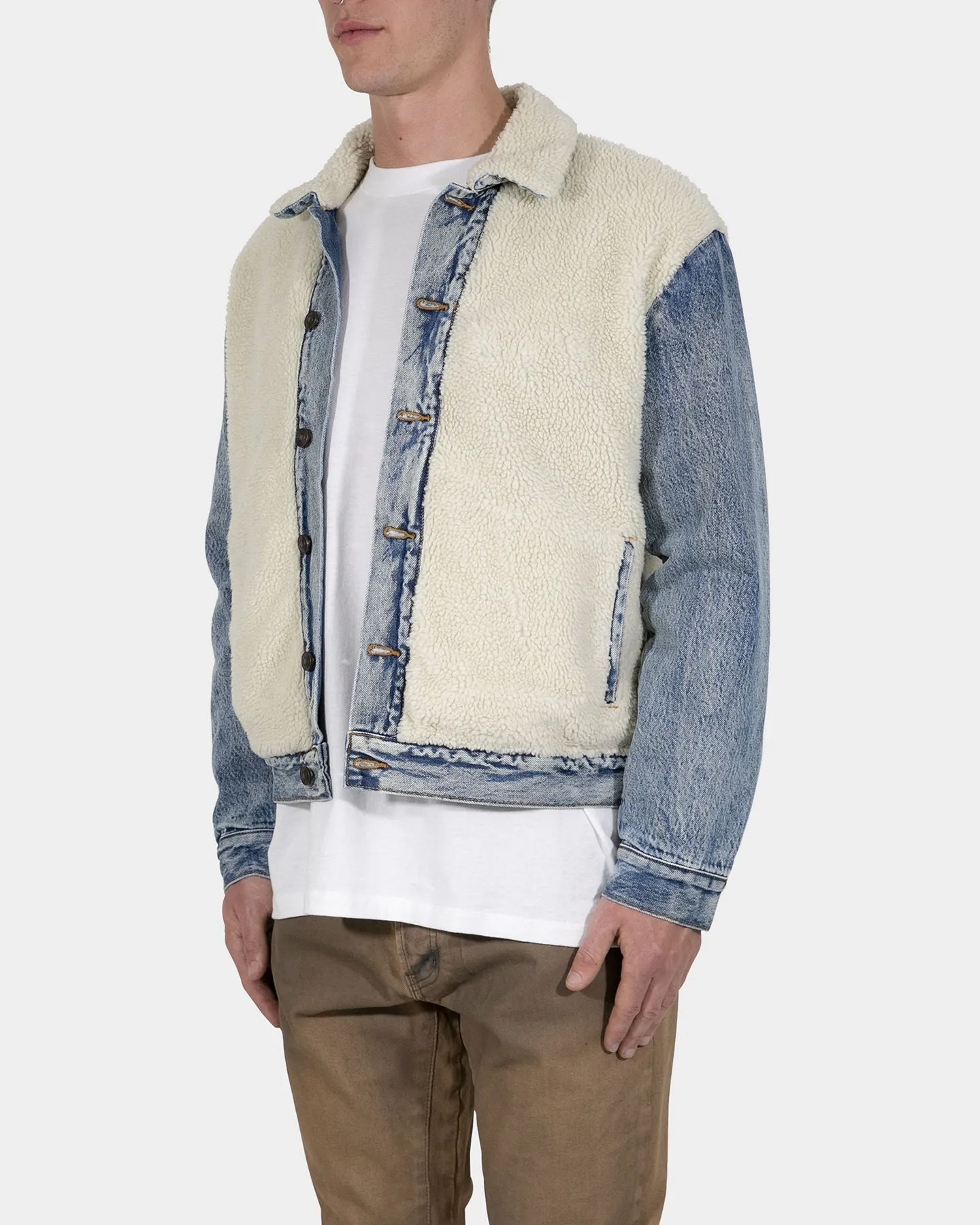 MNML Sherpa Body Trucker Jacket Blue/White