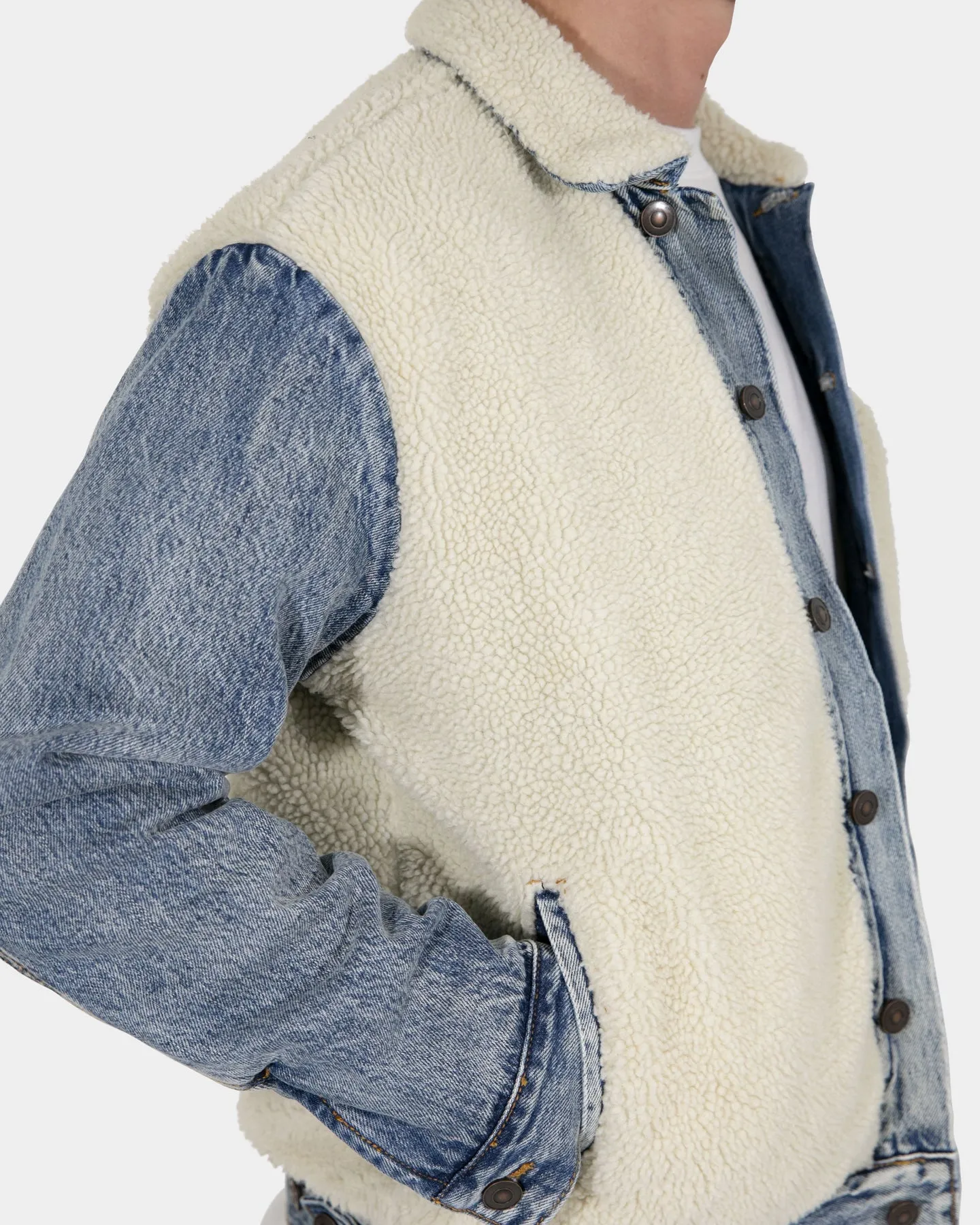 MNML Sherpa Body Trucker Jacket Blue/White