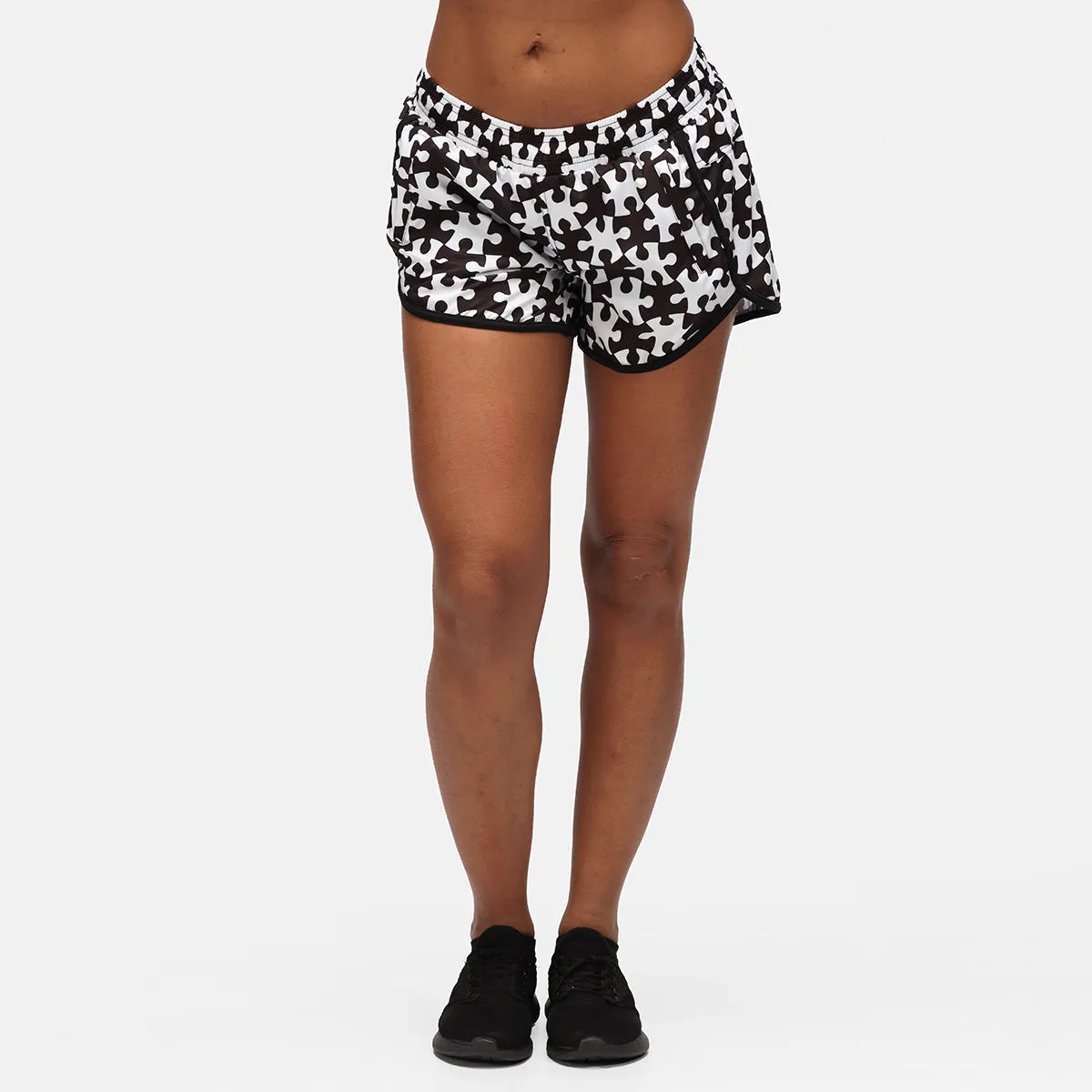 Monochrome Jigsaw Loose Fit Workout Shorts