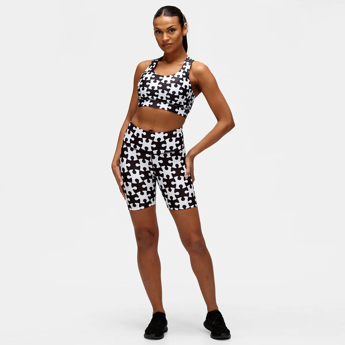 Monochrome Jigsaw Running Shorts