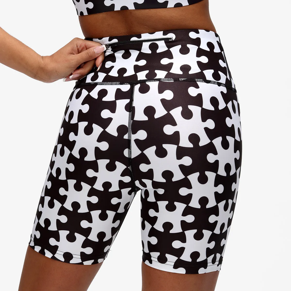 Monochrome Jigsaw Running Shorts