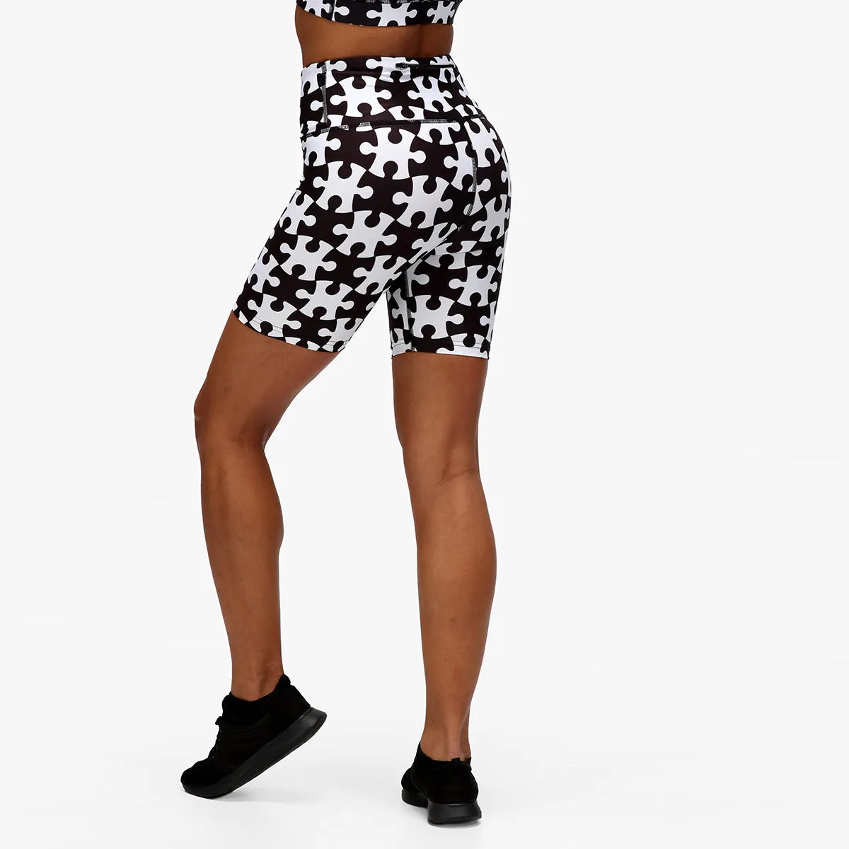 Monochrome Jigsaw Running Shorts