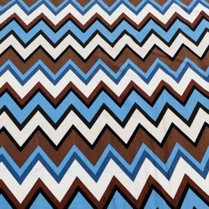 Multicolor Chevron Print Crepe Fabric