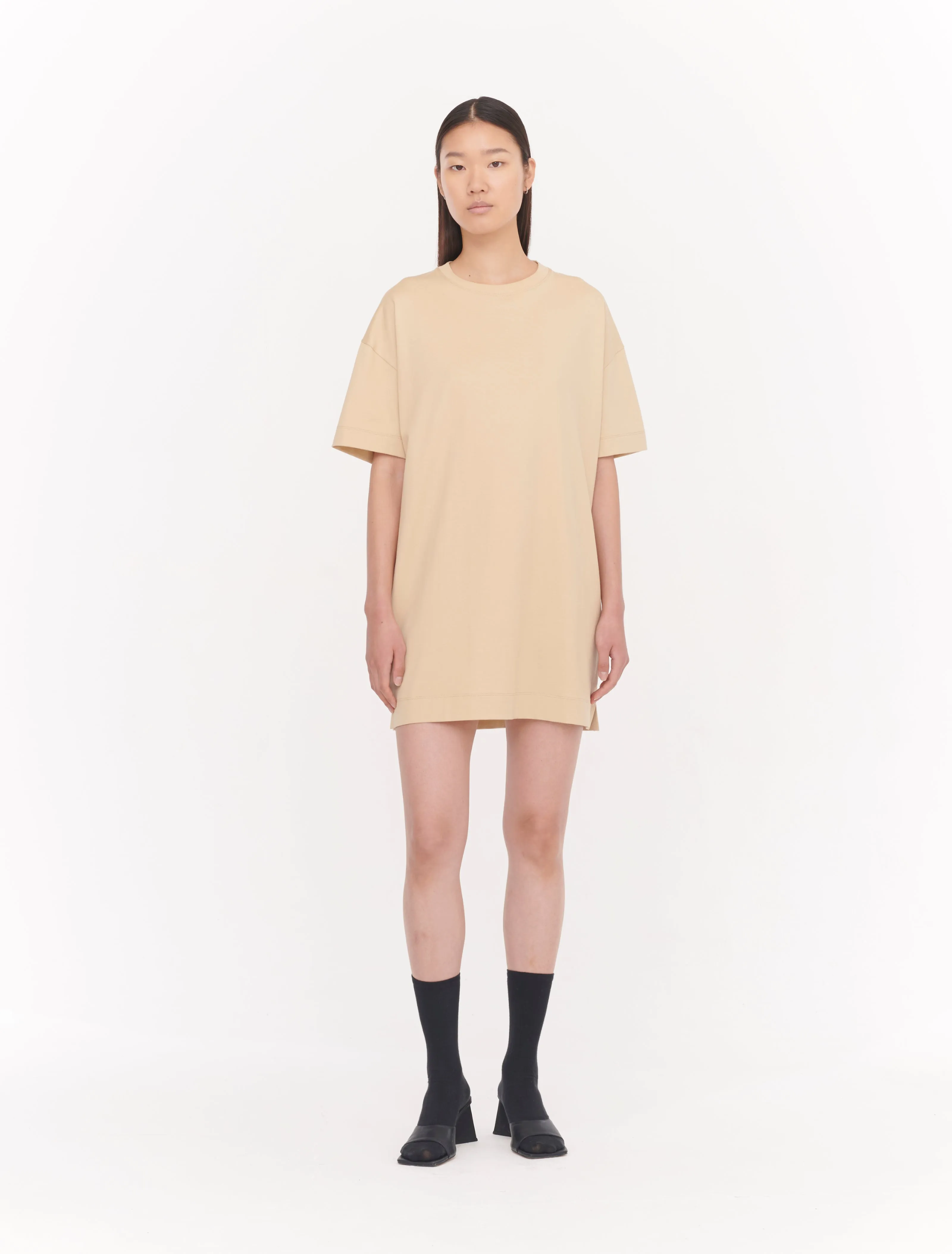 Natalie T-Shirt Dress in Warm Sand