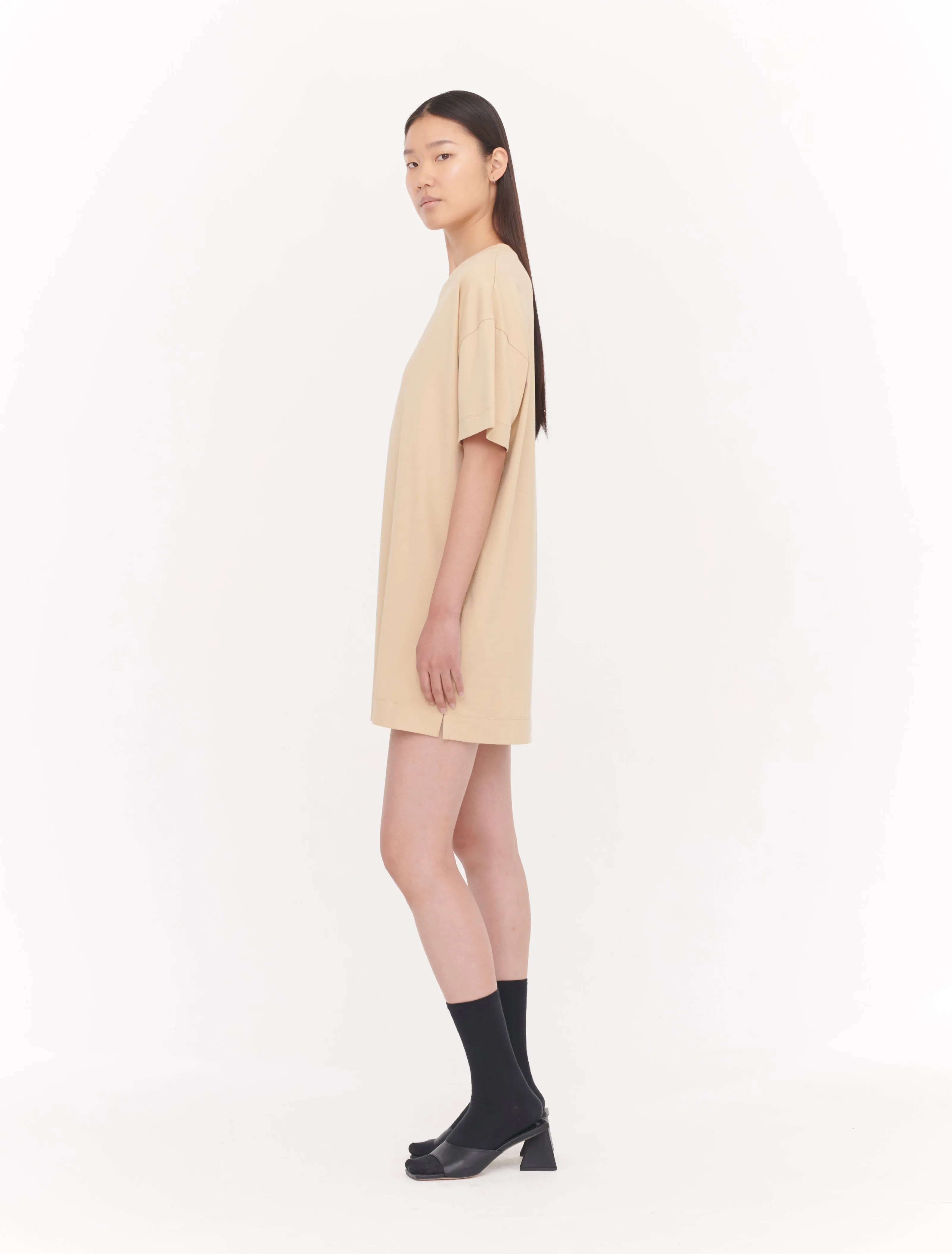 Natalie T-Shirt Dress in Warm Sand