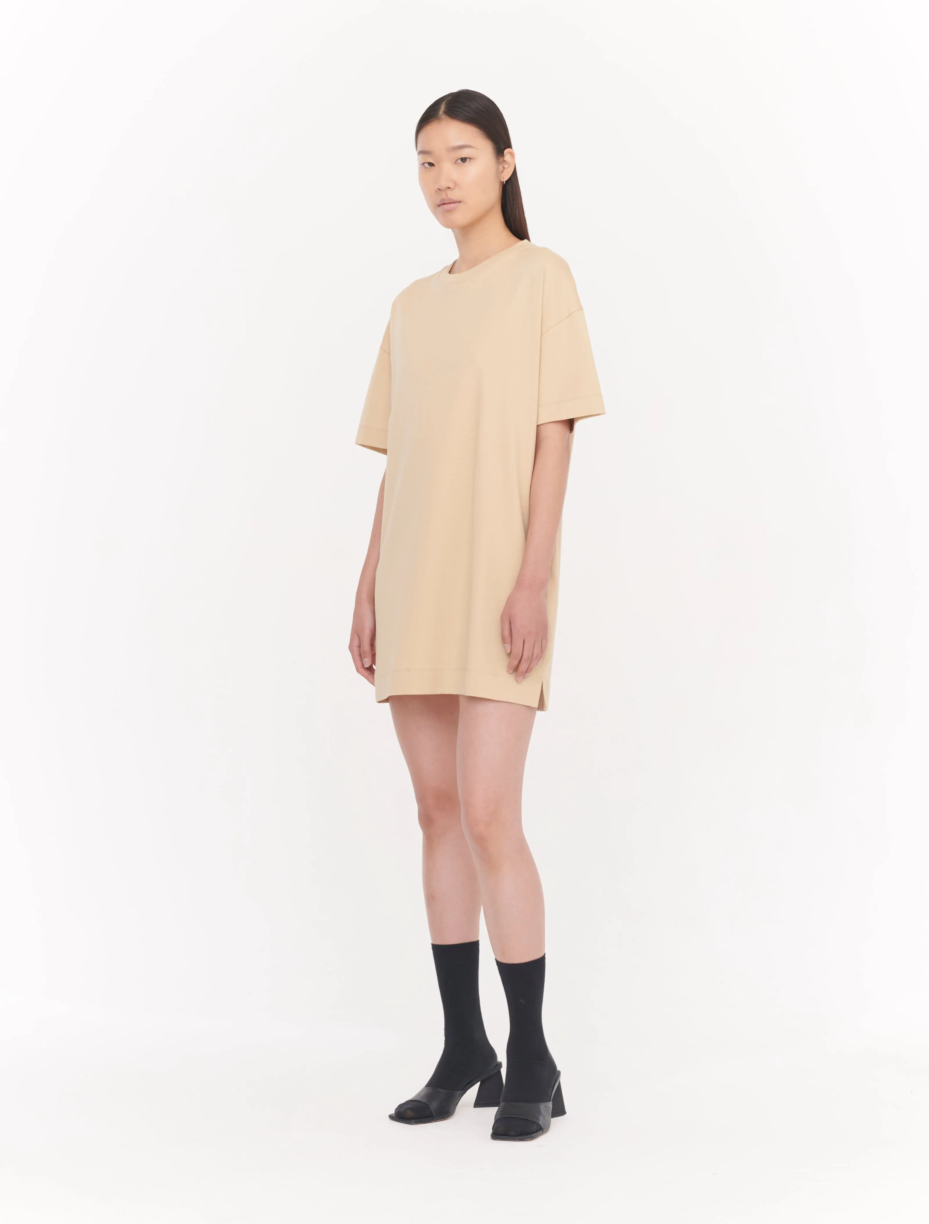 Natalie T-Shirt Dress in Warm Sand