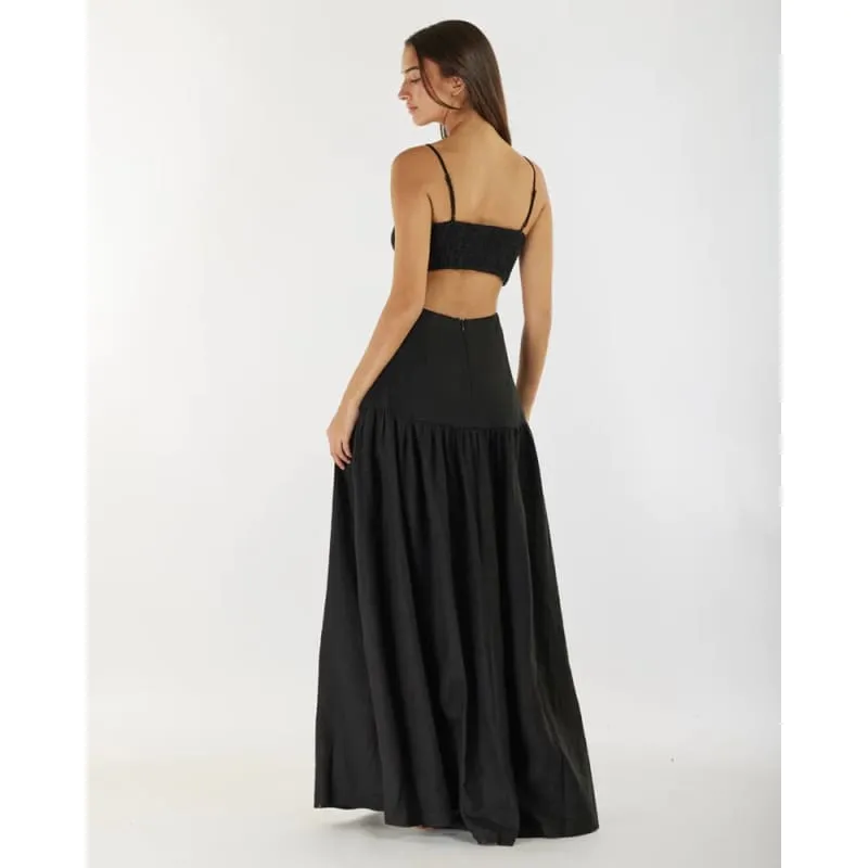 Nathalie Linen Maxi Dress | Black