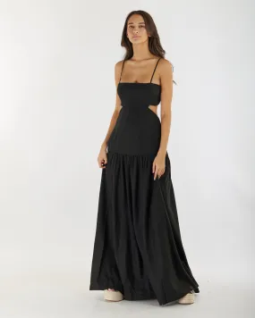 Nathalie Linen Maxi Dress - Black