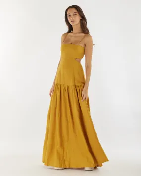 Nathalie Linen Maxi Dress - Mustard