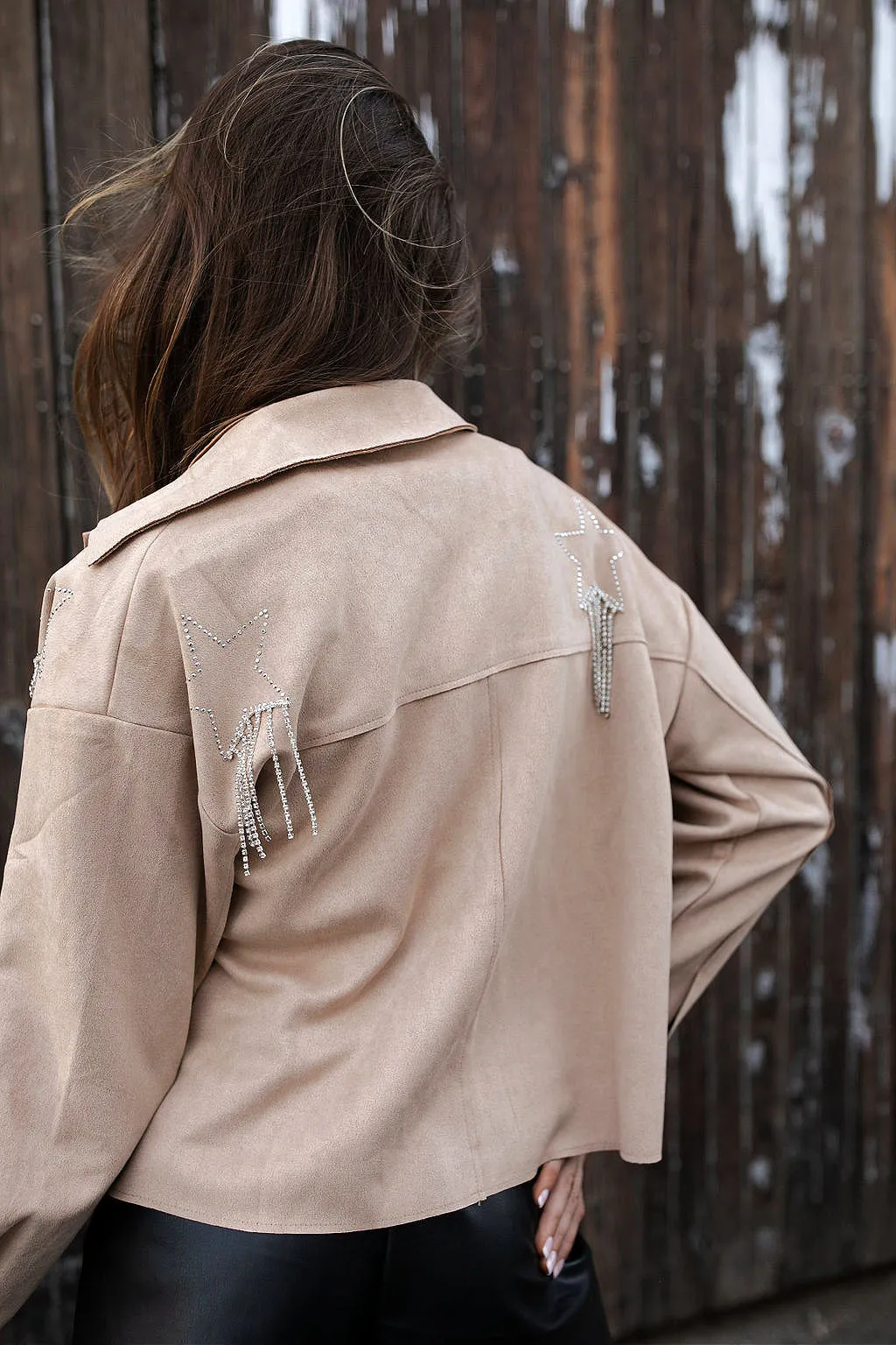 NEW!! Faux Suede Star Shacket in Tan