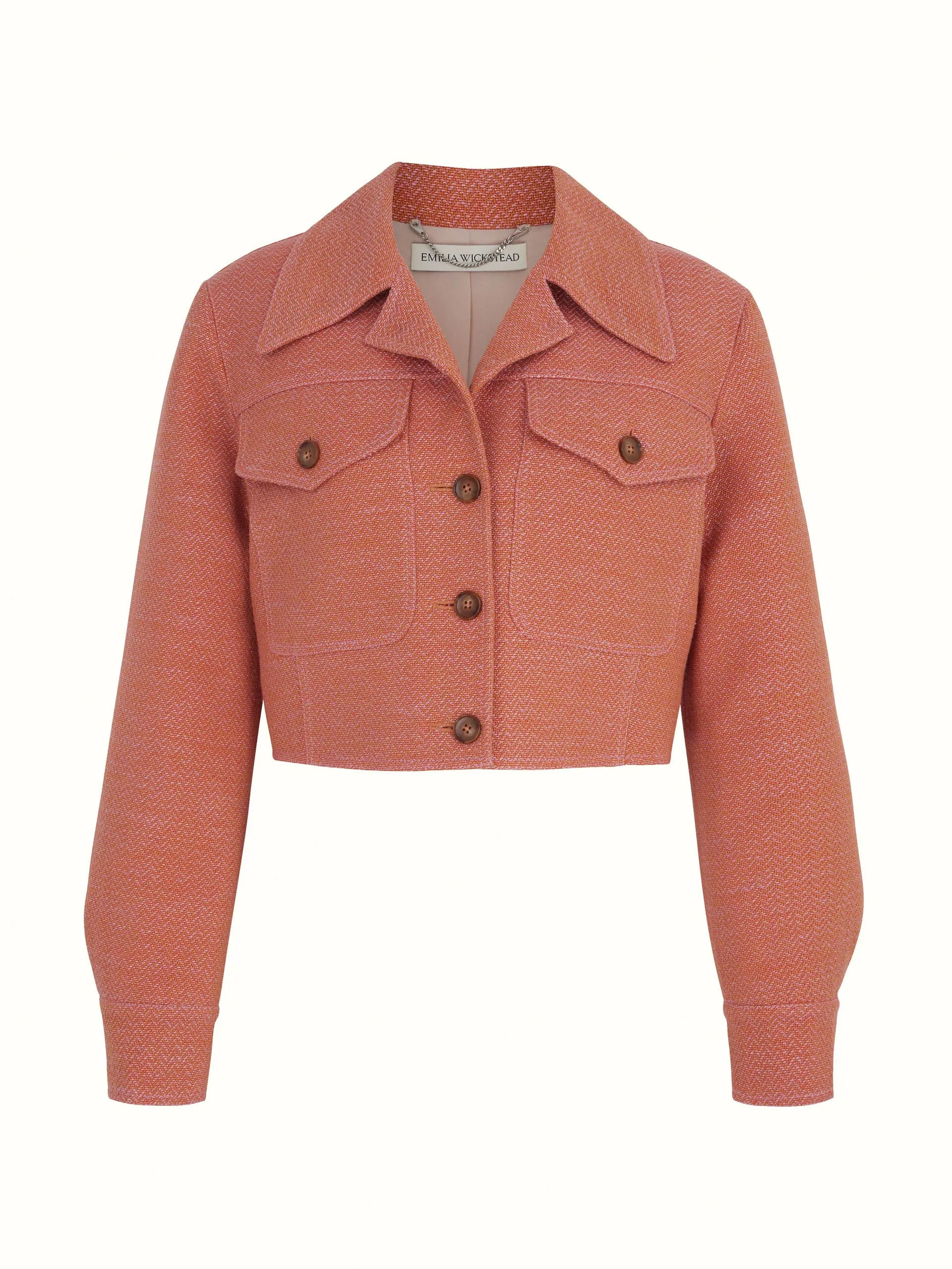 Nics jacket in rose and tan chevron weave