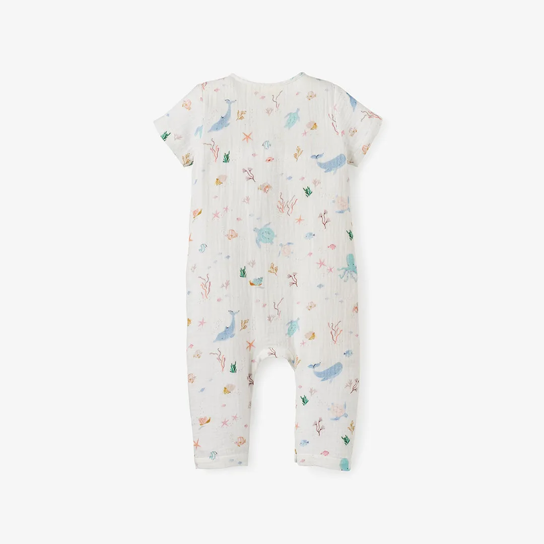 Ocean Adventure Organic Muslin Short Sleeve Jumpsuit