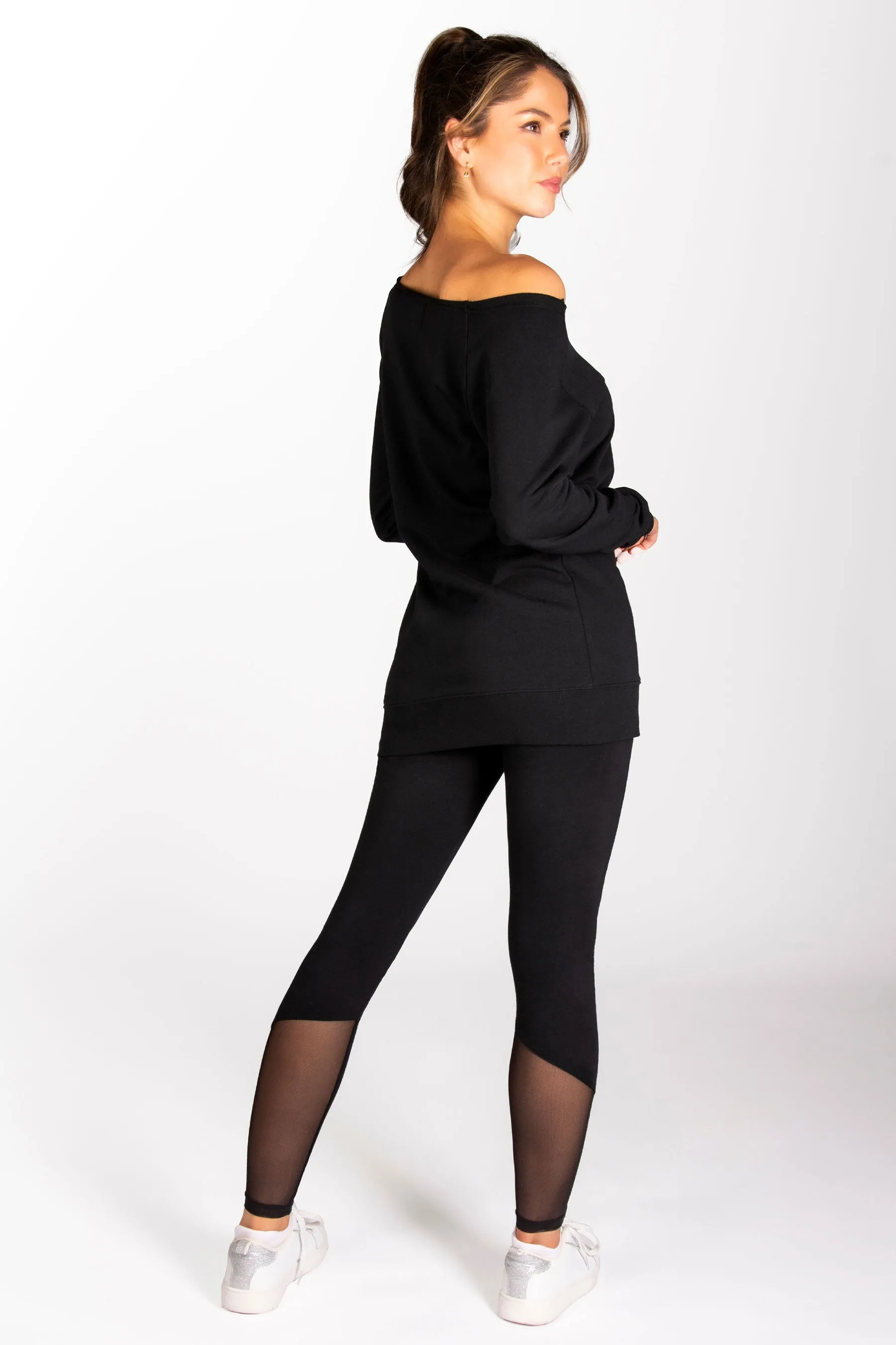 Off Shoulder Longline Sweat Top