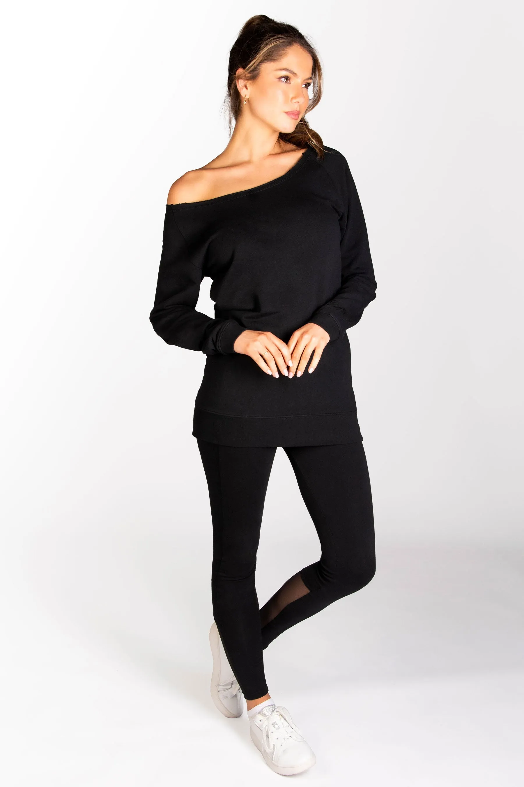 Off Shoulder Longline Sweat Top