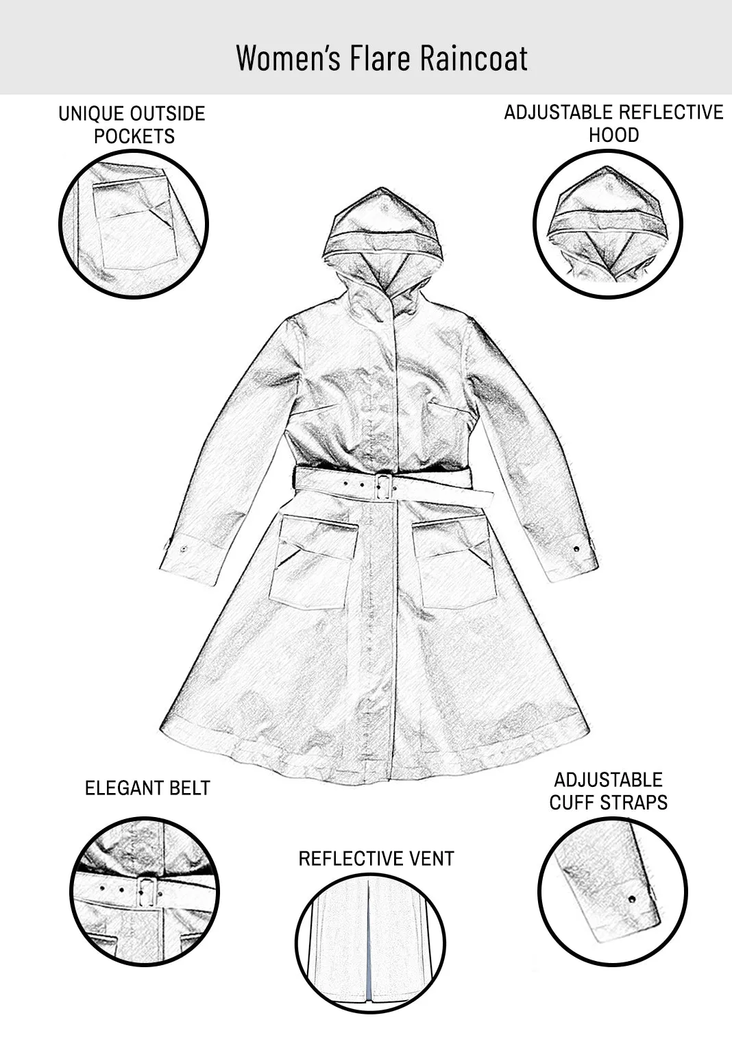 OLIVE FLARE RAINCOAT - recycled materials