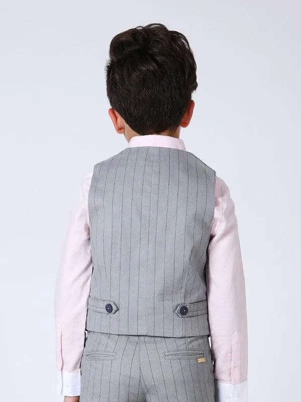 One Friday Grey Stripes Waistcoat