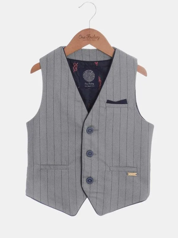 One Friday Grey Stripes Waistcoat